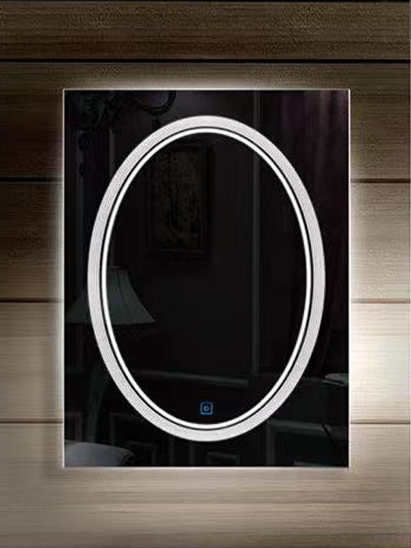 B38 กระจกห้องน้ำทัชสกรีน LED สมาร์ทสแควร์พร้อมจอแสดงอุณหภูมิ